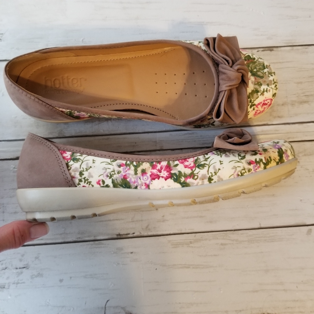 Hotter Comfort Concept Jewel Floral Bow Slip On Ballet Loafers